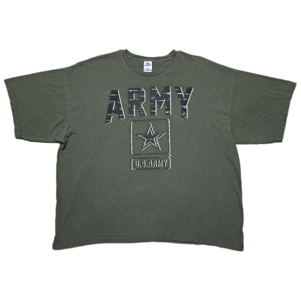US ARMY‎ Defend T Shirt Mens 3XL Army Green Bayside Cotton MADE IN USA